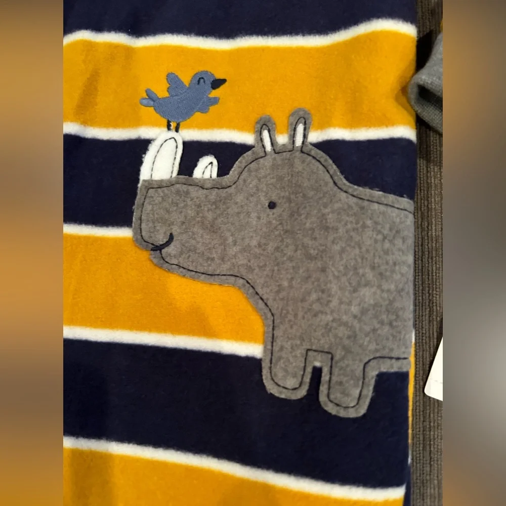 Carters Toddler Striped Fleece Footie Pajama 4T Rhino NWT